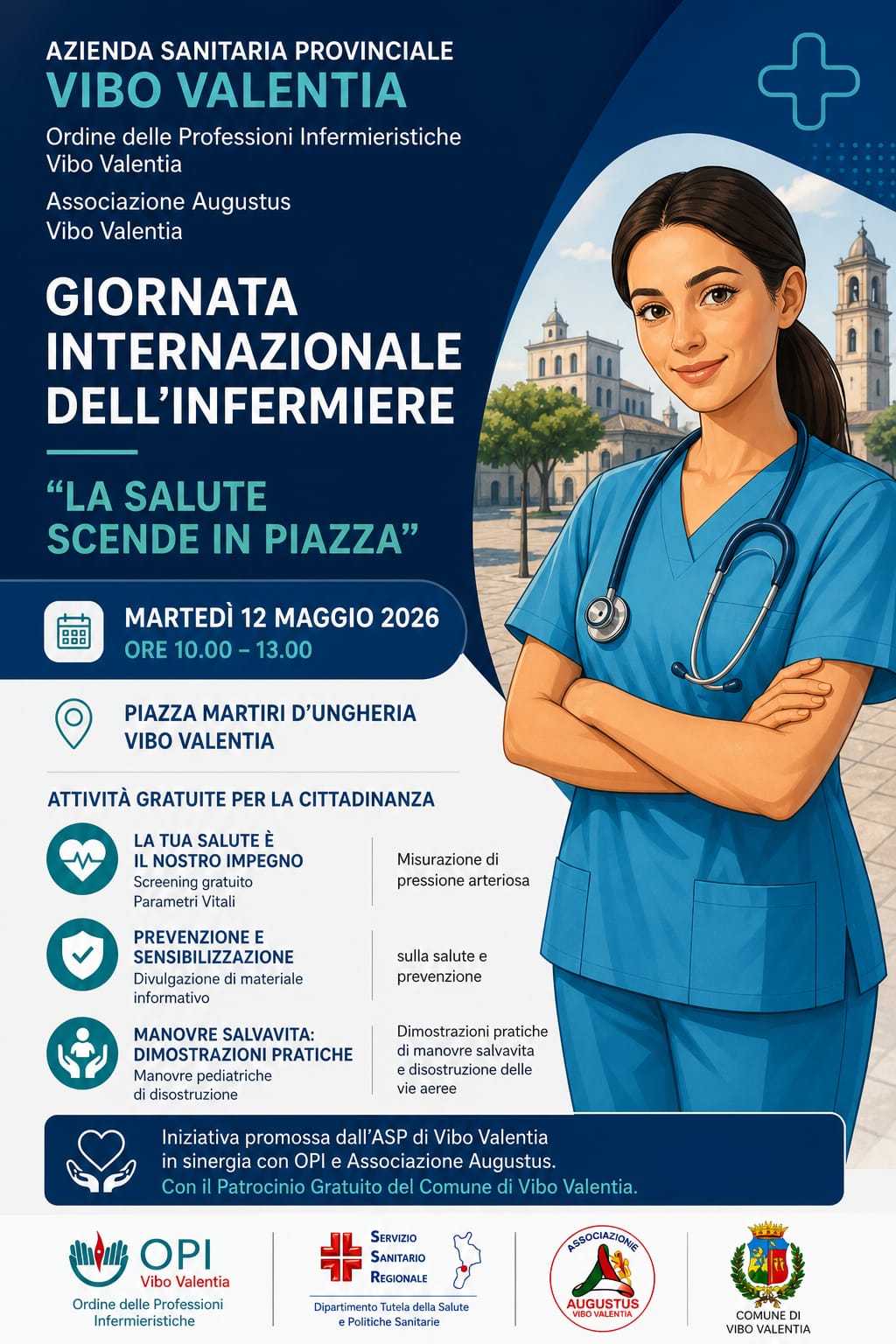 Comunicazioni utili e Importanti - LA SALUTE SCENDE IN PIAZZA – GIORNATA INTERNAZIONALE DELL’INFERMIERE – Attività gratuite per la Cittadinanza - 12 maggio 2026 